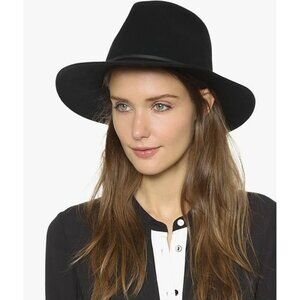 NWOT Brixton The Wesley Unisex Charcoal Wide Brim 100% Wool Felt Fedora L
